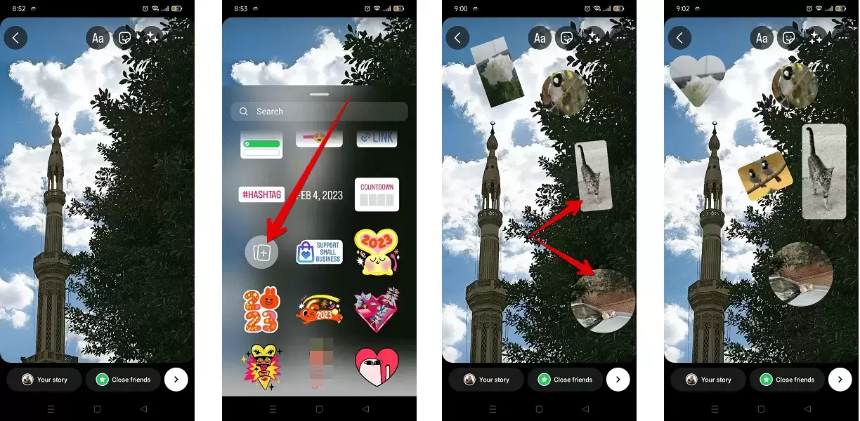 صور متعددة إلى قصص إنستاجرام